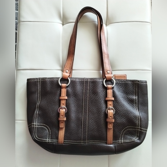 Coach Expresso Coffee Bean Pebbled Leather Bag & Dust Bag - Picture 7 of 15